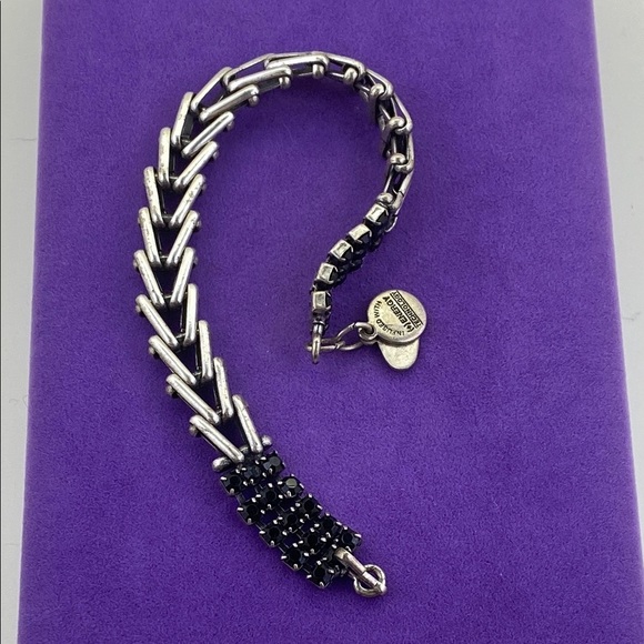 💛 Alex & Ani Vintage 66 Silver and Black Crystal Chevron Bracelet - Picture 5 of 5